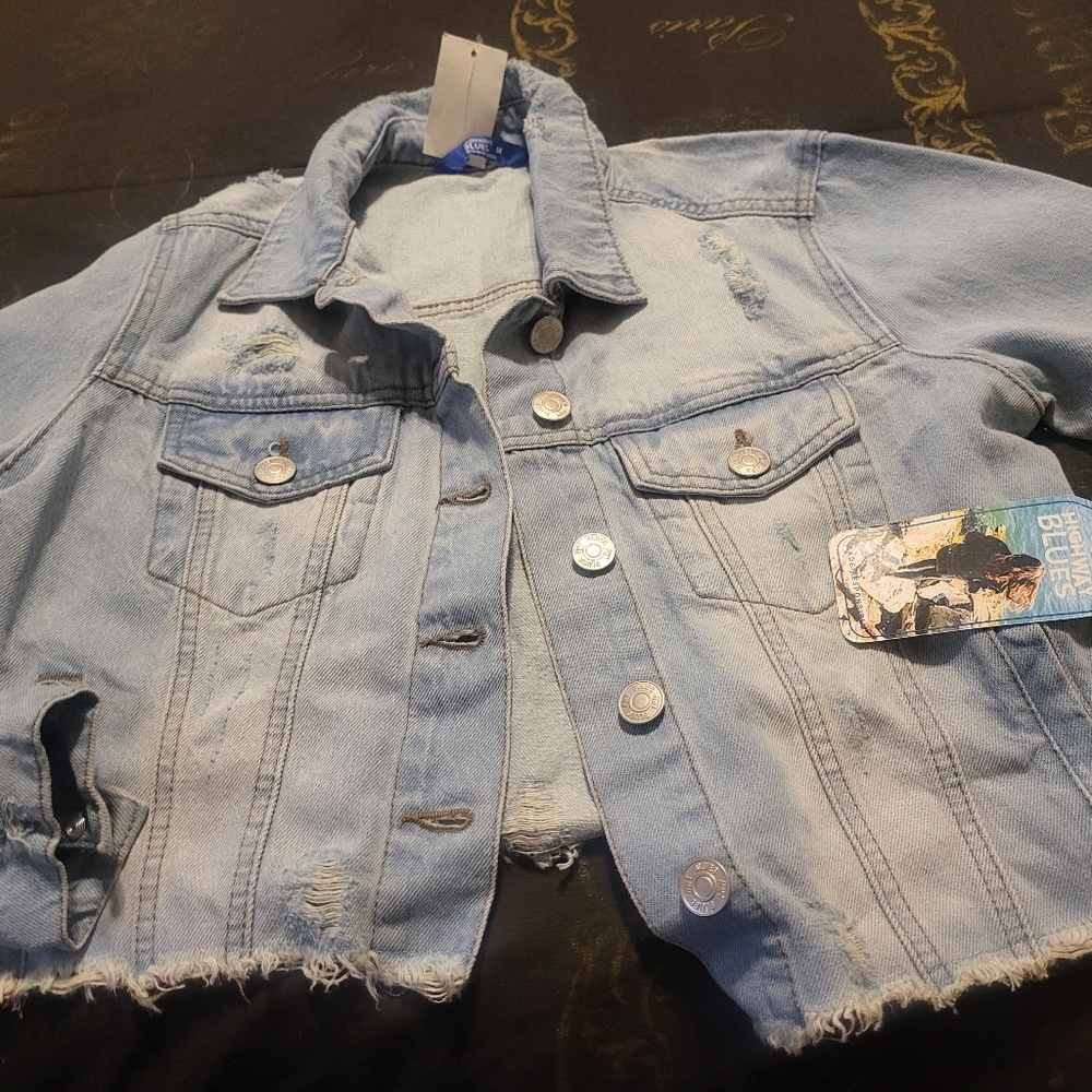 Light Blue Distressed Denim Jacket